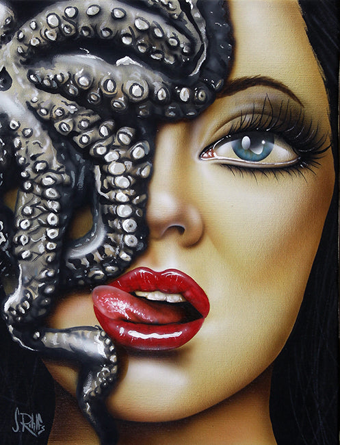 figurative portrait art of a woman with tentacles by Scott Rohlfs