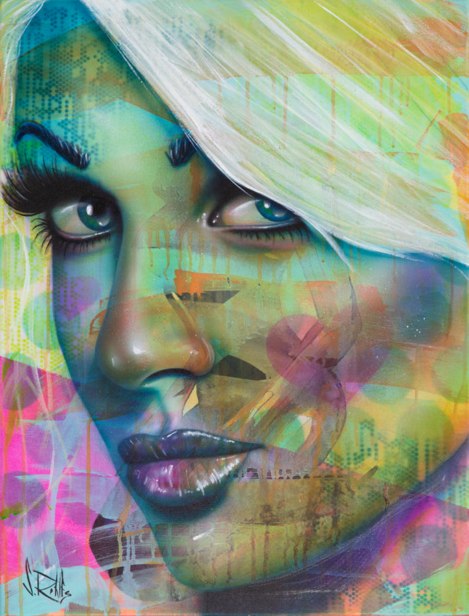 abstract pop art portrait art of a woman by Scott Rohlfs