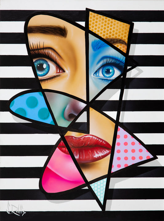 abstract pop art portrait art of a woman by Scott Rohlfs