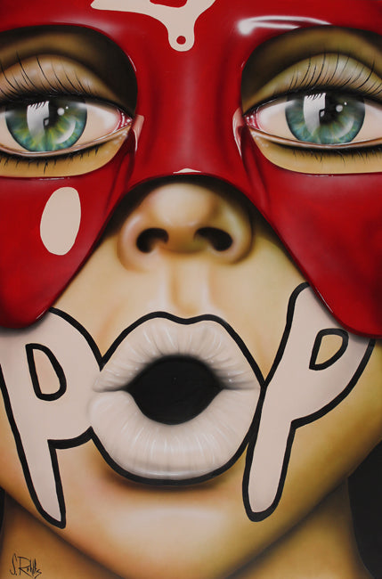 figurative portrait art of a woman in a mask by Scott Rohlfs