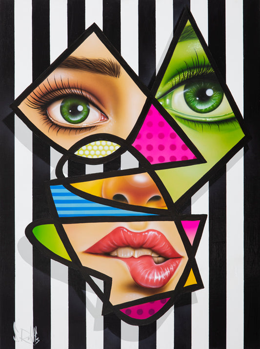 abstract pop art portrait art of a woman by Scott Rohlfs